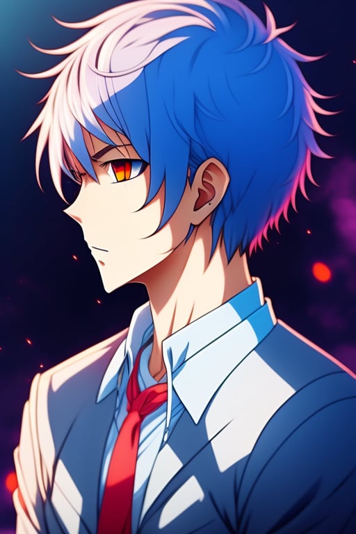 Lexica - two man a red hair anime guy kiss a blue long hair anime shy man  anime