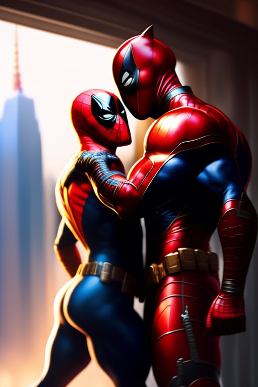 spiderman and deadpool kiss