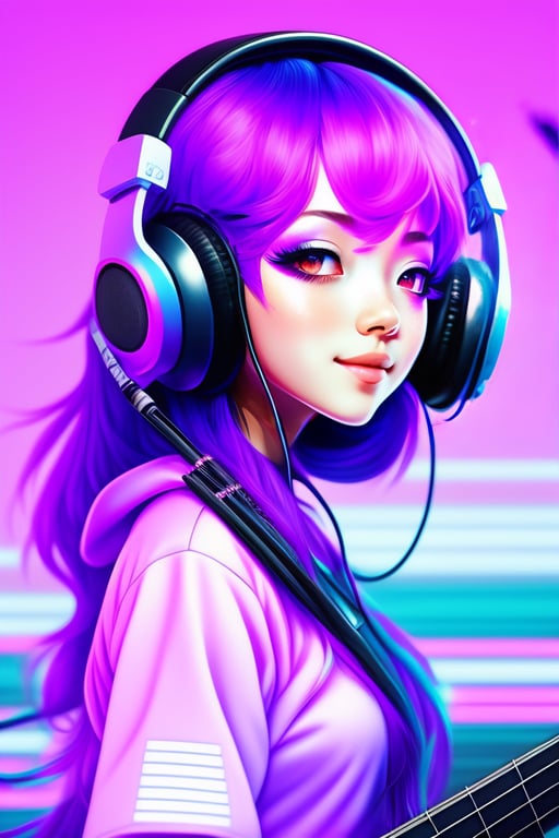 anime girl with music