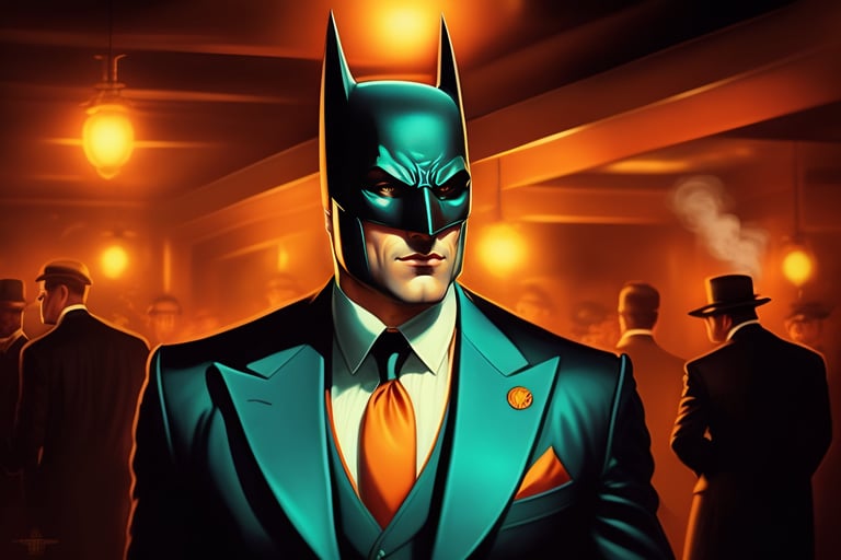 Lexica - batman as a mafia boss inside a vintage bar in 1920s