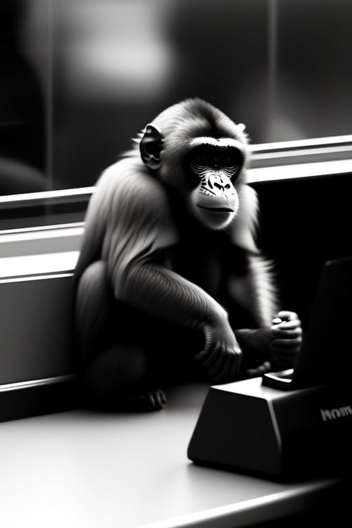prompthunt: Monkey Pointing a Gun at a Computer Meme