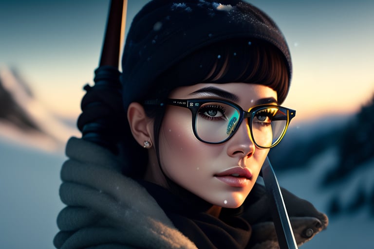 Lexica - and harry potter glasses. she is wearing a baggy black hoodie. she  has a nose piercing in her nasal septum. she is holding a magic wand with  sparks coming out