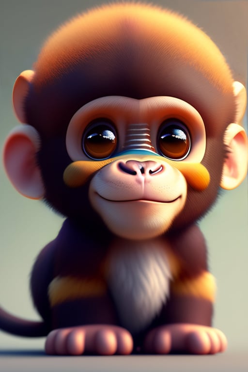 Lexica - Cute and adorable cartoon fluffy baby monkey, fantasy, dreamlike,  surrealism, super cute, trending on artstation