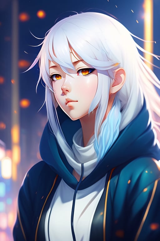 anime girl with white hair and blue eyes