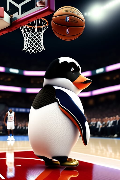 Lexica - A penguin in basketball outfit and sunglasses playing