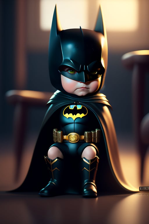 Lexica - 3d render of funko pop batman a little smile