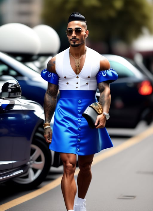 Lexica - Fit Maluma wearing a kawaii maid little dress