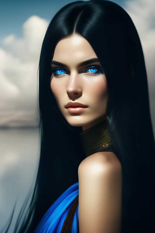 Black Hair Blue Eyes Girl