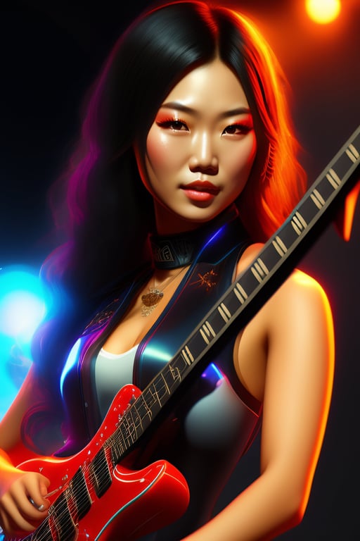 Lexica - pele playing electric guitar on stage. by amano yoshitaka