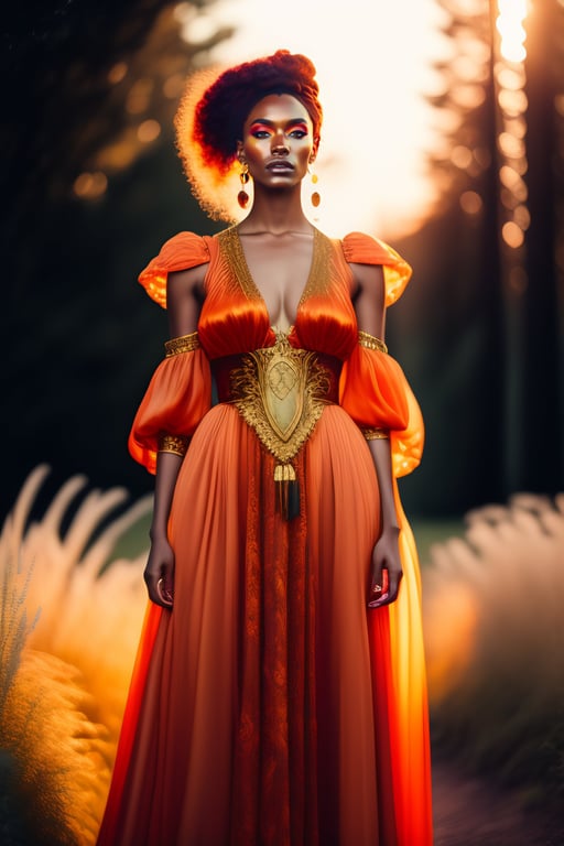 Lexica - autumn ball gown made of colorful leaves and twigs