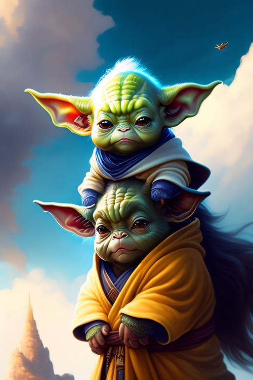 Lexica - CUTE AND ADORABLE CARTOON FLUFFY BABY YODA, FANTASY