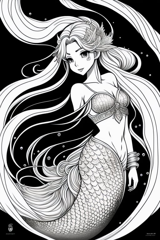 coloring pages of anime mermaids