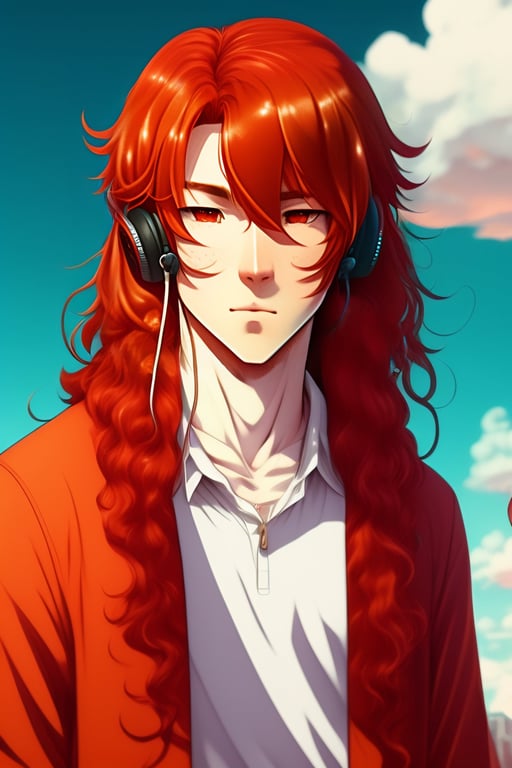 anime boys with long red hair