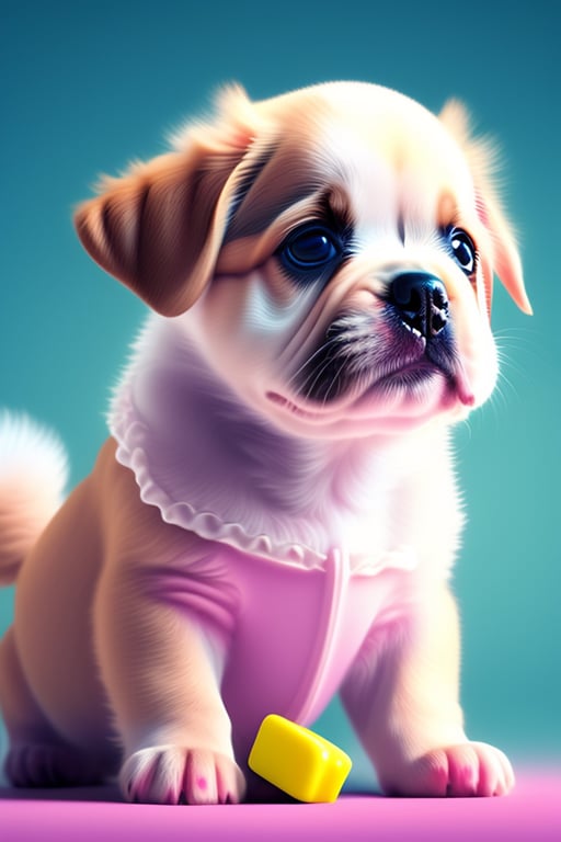 Lexica - diabolical baby pug with candy house pastel colors
