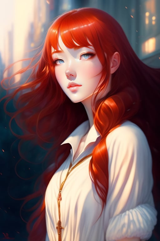 Anime Girl With Red Hair And Blue Eyes