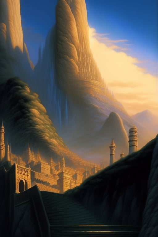 Minas Tirith as a modern, futuristic city. Digital Art