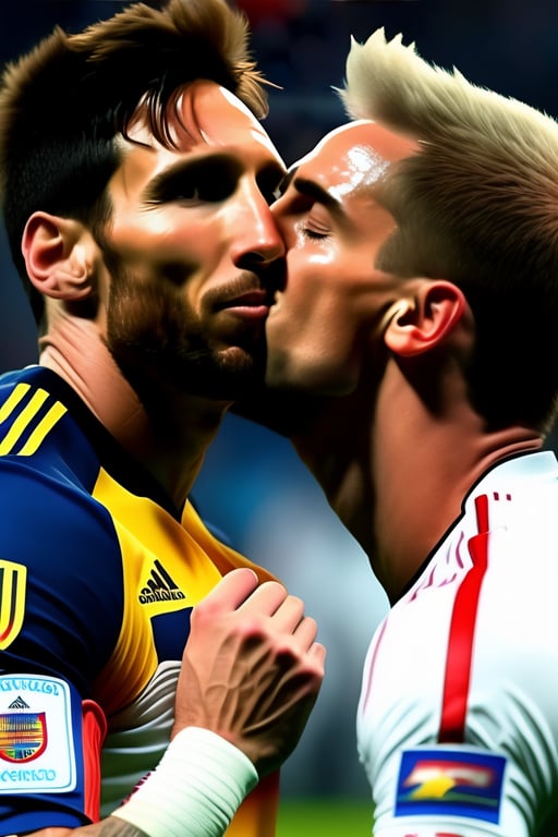 Lexica - messi kissing cristiano ronaldo