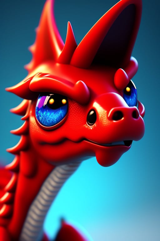 Lexica - un dragon rojo con escamas brillantes y ojos azules estilo  caricatura 3d disney pixar