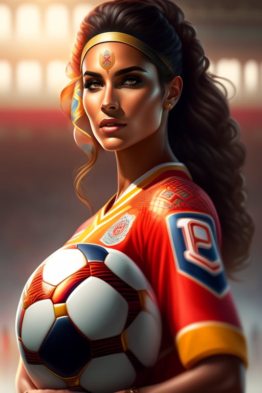 Lexica - American football super bowl concept, female soccer players, small  clothes, full body speed, emotion, digital painting, space for type