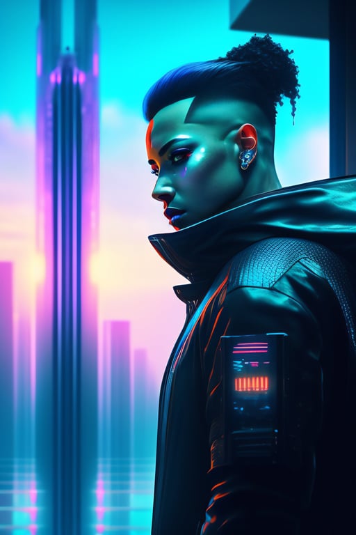 Lexica - cyberpunk man with mohawk portrait
