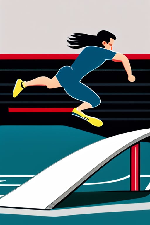 Lexica - cartoon of a person leaping over a hurdle in track and field
