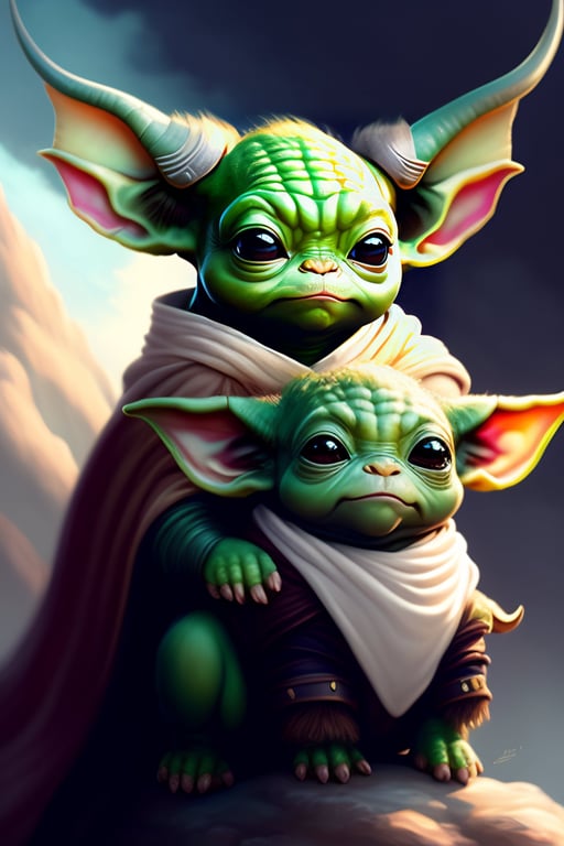 Lexica - CUTE AND ADORABLE CARTOON FLUFFY BABY YODA, FANTASY