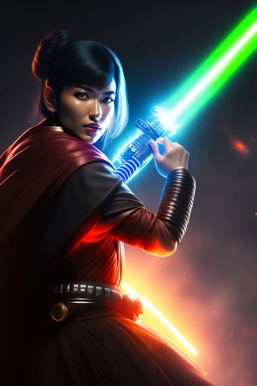 Lexica - holding a lightsaber