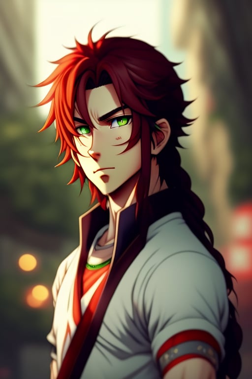 Red Hair Green Eyes Anime Boy