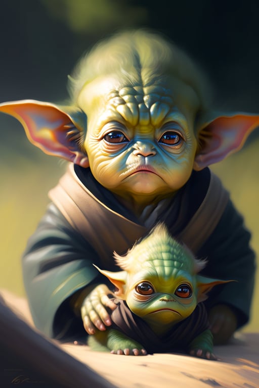 Lexica - CUTE AND ADORABLE CARTOON FLUFFY BABY YODA, FANTASY