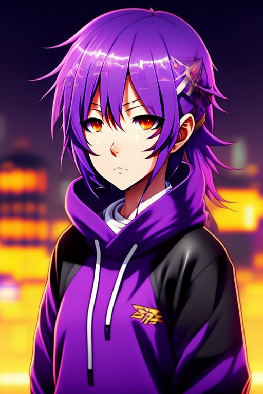 Anime Boy With Purple Hair And Blue Eyes
