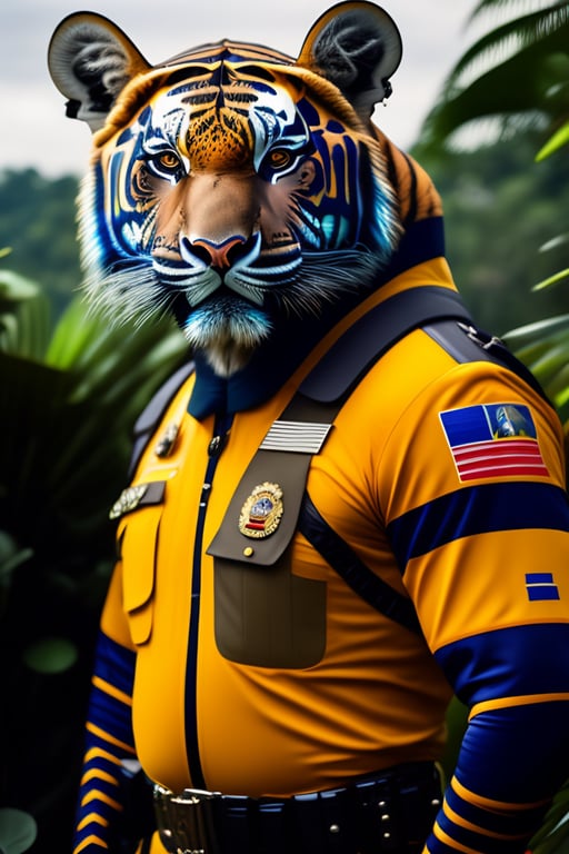 Lexica - cartoon tiger in construction suit and construction helmet