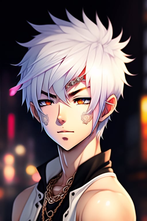 Anime Boy With White Hair And Yellow Eyes