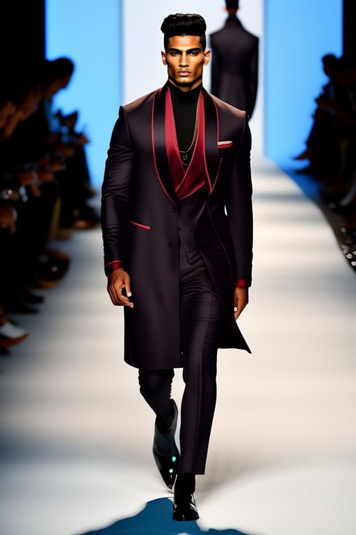 Lexica - Arab male model walking dow the catwalk, dark fashion, louis  vuitton, streetwear, virgil abloh