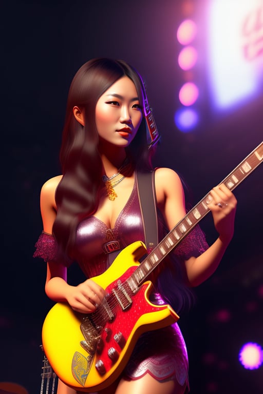 Lexica - pele playing electric guitar on stage. by amano yoshitaka