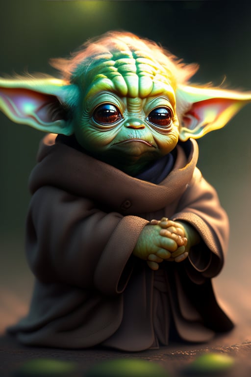 Lexica - CUTE AND ADORABLE CARTOON FLUFFY BABY YODA, FANTASY