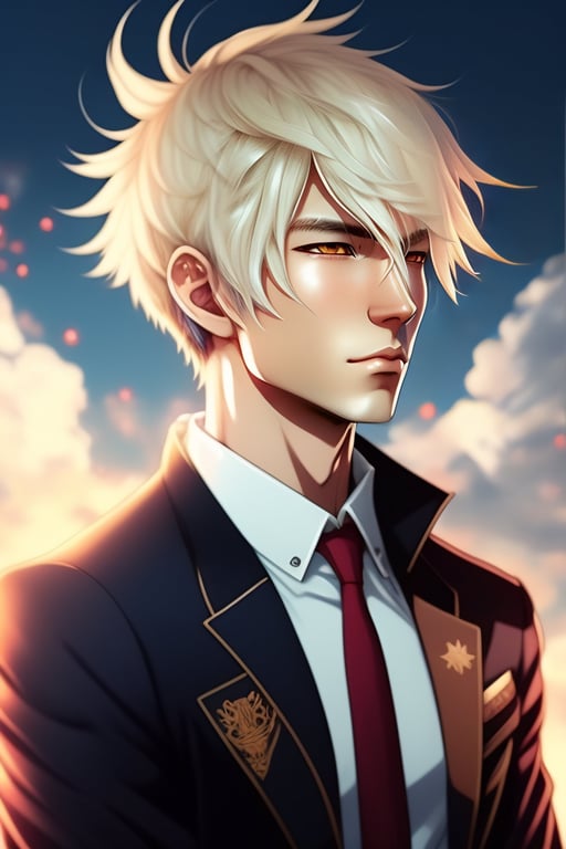 anime boy blonde hair red eyes