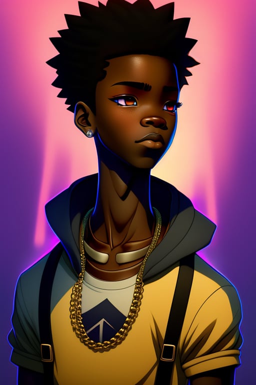 Lexica - black africa boy in the style of 90's vintage anime
