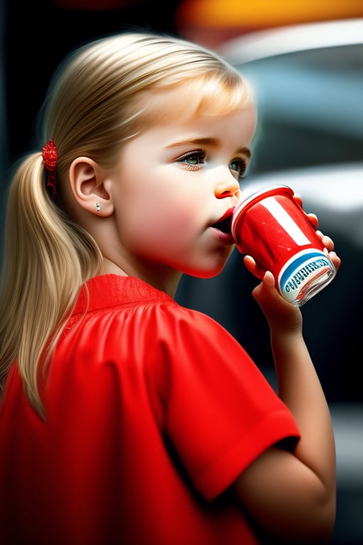 Lexica - 3 year old blonde girl drinking from a cup. photorealistic