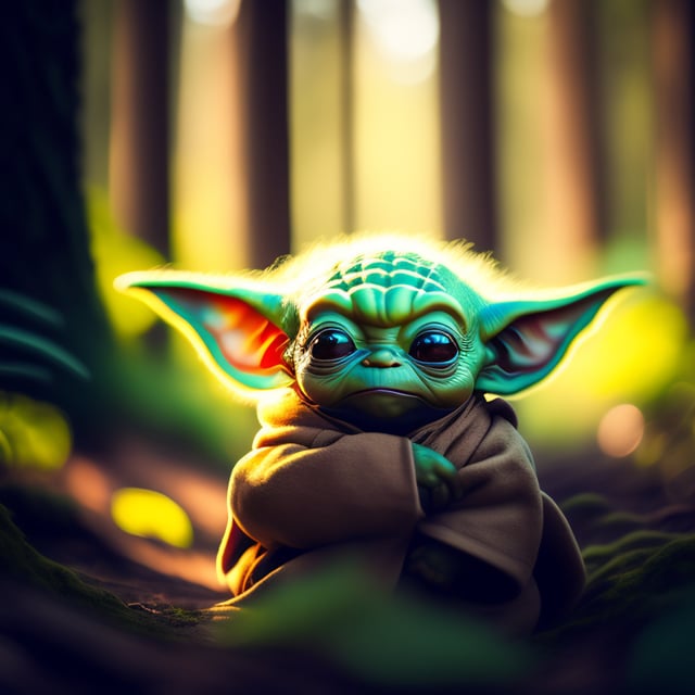 Lexica - CUTE AND ADORABLE CARTOON FLUFFY BABY YODA, FANTASY