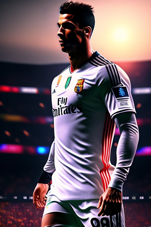 Lexica - Portrait of Cristiano Ronaldo Wearing Real Madrid Jersey