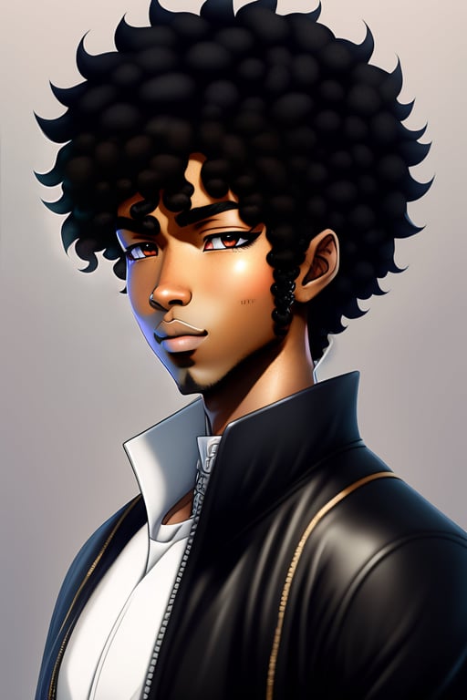 anime boy with curly hair