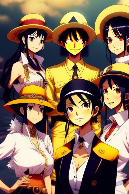 Lexica - Straw hat group from one piece anime in modern dress