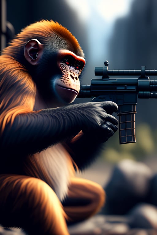 monkeys with machine guns