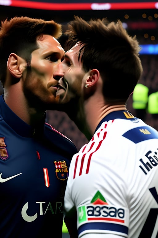 Lexica - messi kissing cristiano ronaldo