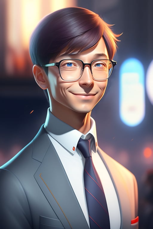 Lexica - Character concept art of bill gates as an anime boy  cute - fine  face, pretty face, realistic shaded perfect face, fine details by stanley