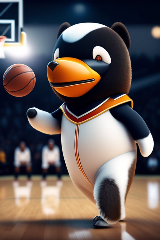 Lexica - A penguin in basketball outfit and sunglasses playing