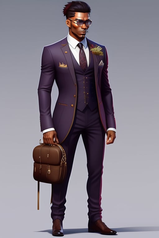 Lexica - A man with haute couture LV three piece suit, LV bag