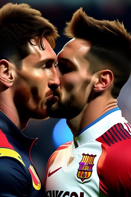 Lexica - messi kissing cristiano ronaldo