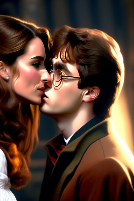 harry and hermione kiss fan art