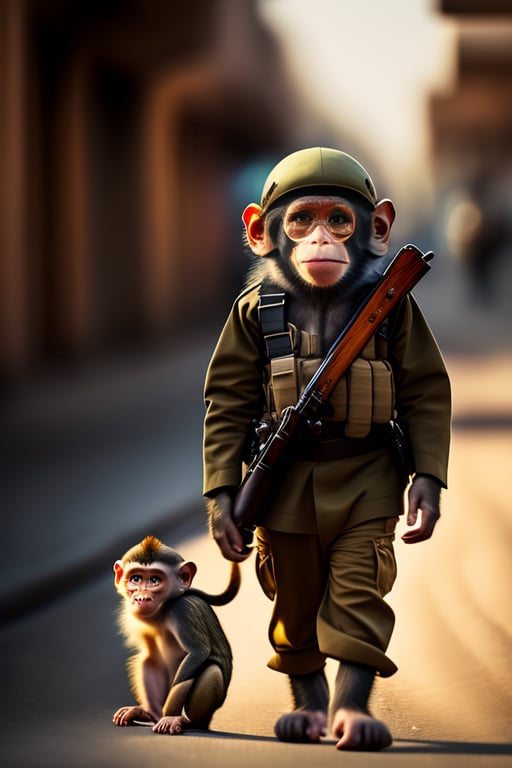 Monkey Pointing a Gun at a Computer Meme, Stable Diffusion